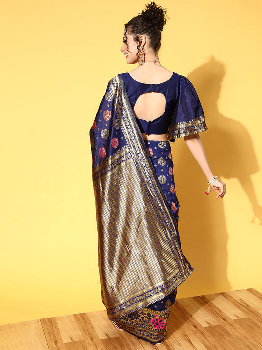 NAVY BLUE SHIKARA SILK