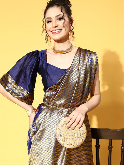 NAVY BLUE SHIKARA SILK