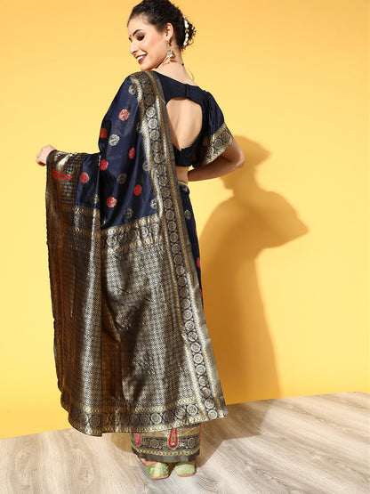 NAVY BLUE SHIKARA SILK