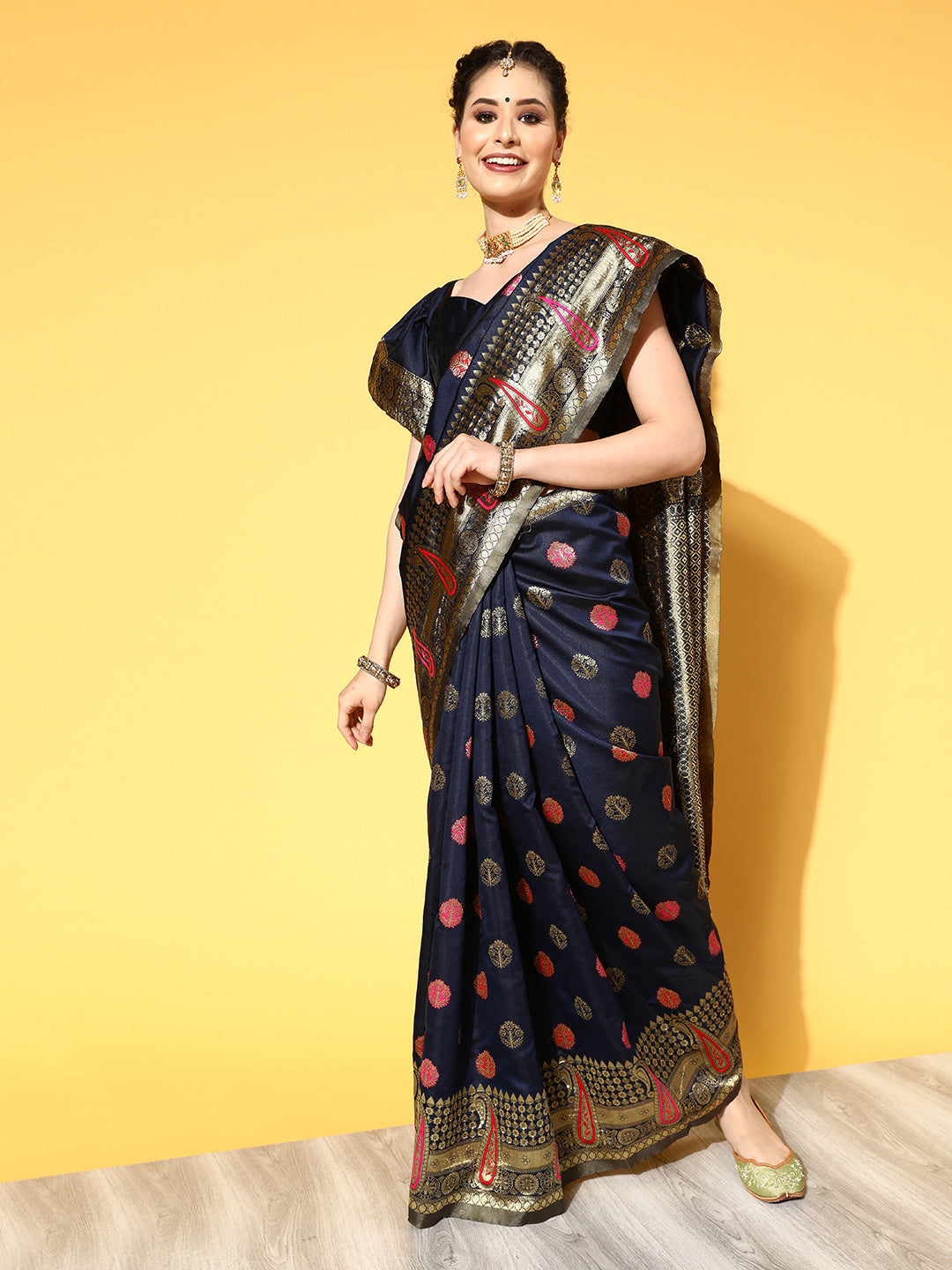 NAVY BLUE SHIKARA SILK