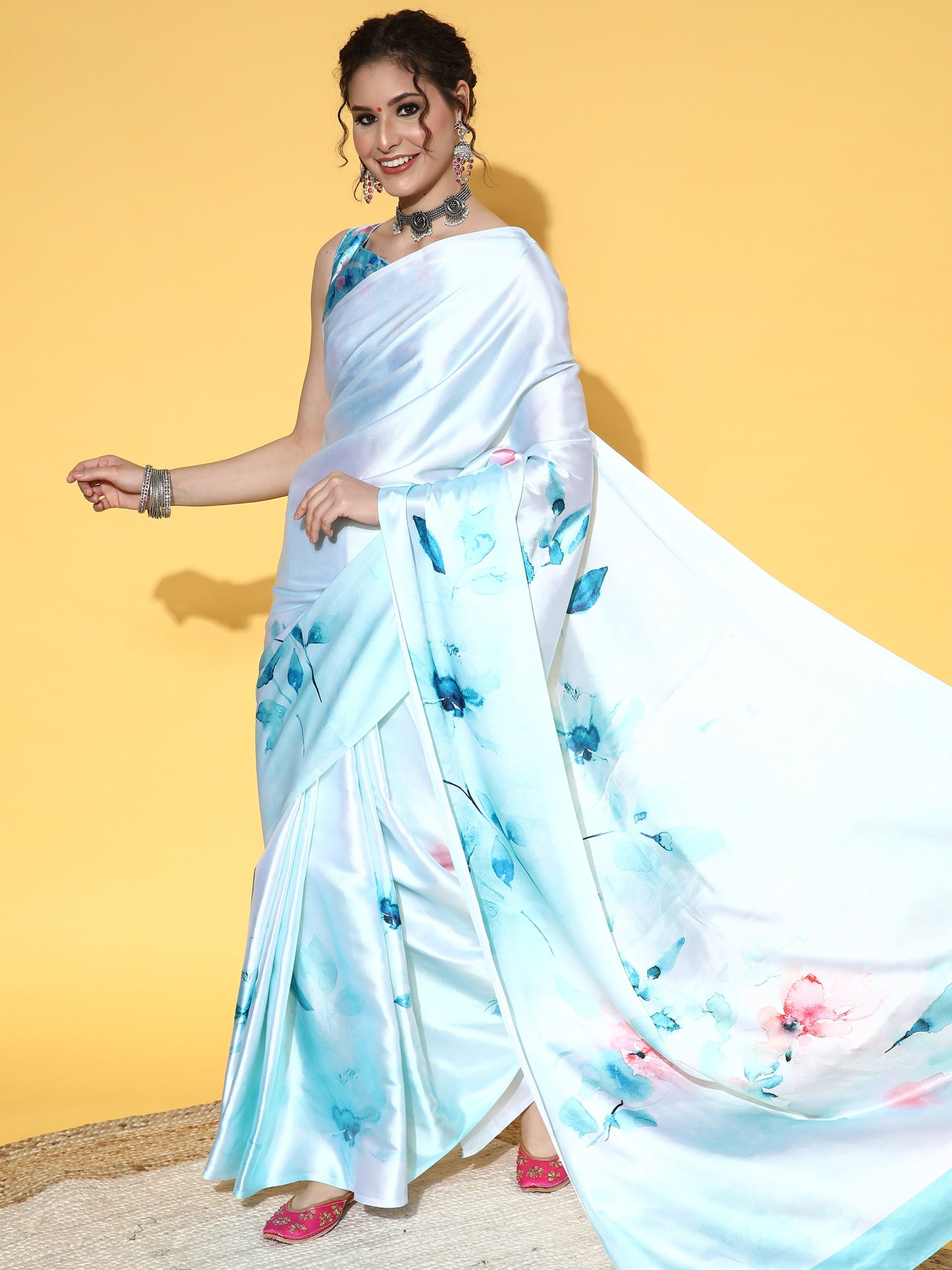 TURQUOISE FLOWRY VOL-12 SAREE