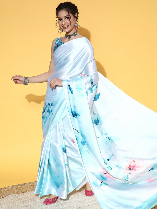 TURQUOISE FLOWRY VOL-12 SAREE