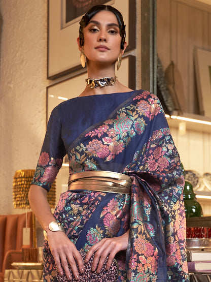NAVY BLUE KAAZI SILK