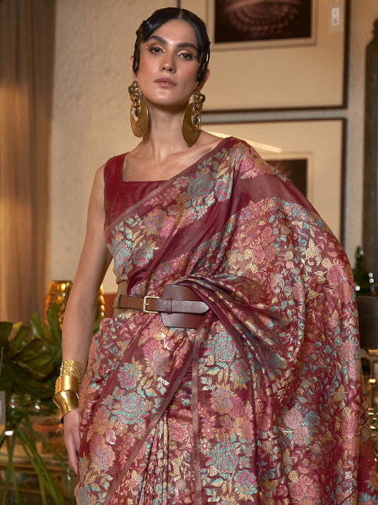 MAROON KAAZI SILK