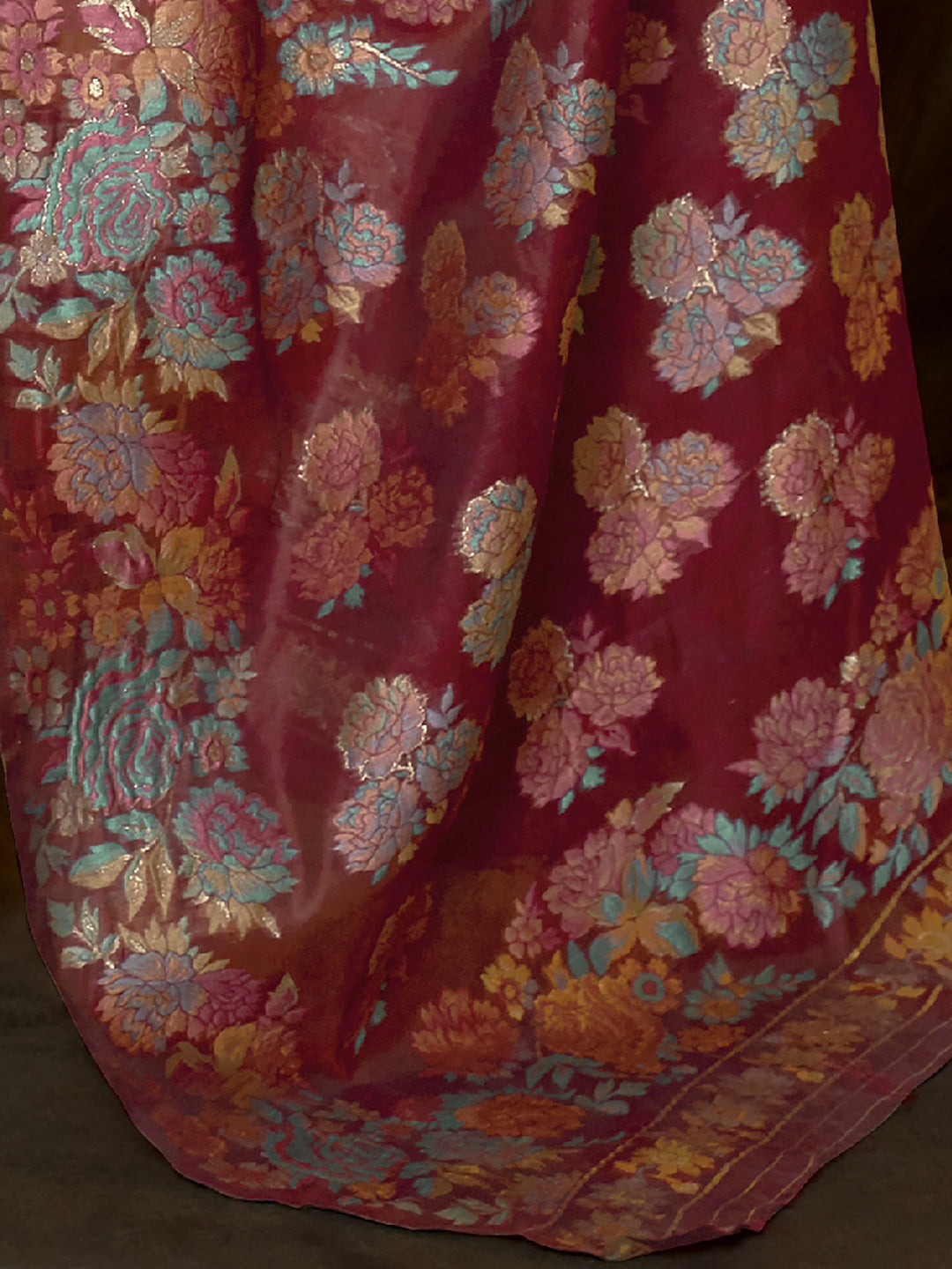 MAROON KAAZI SILK