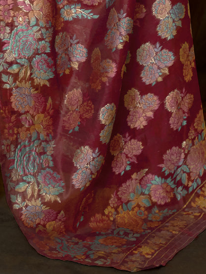 MAROON KAAZI SILK