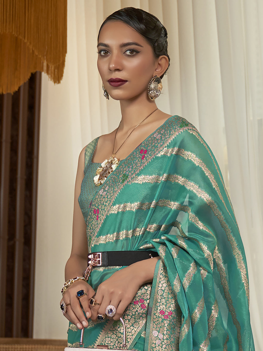 TEAL BLUE KAHANA ORGANZA