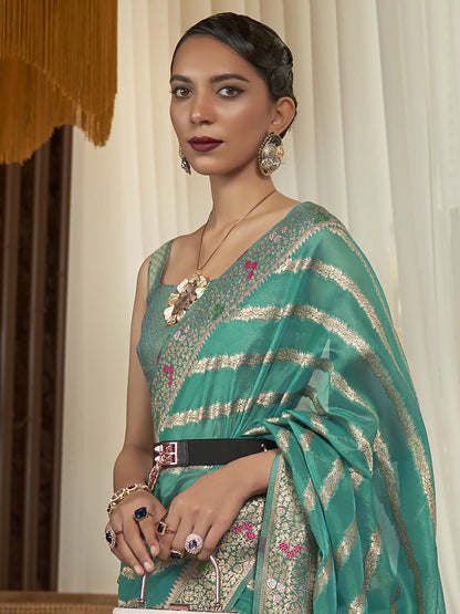 TEAL BLUE KAHANA ORGANZA