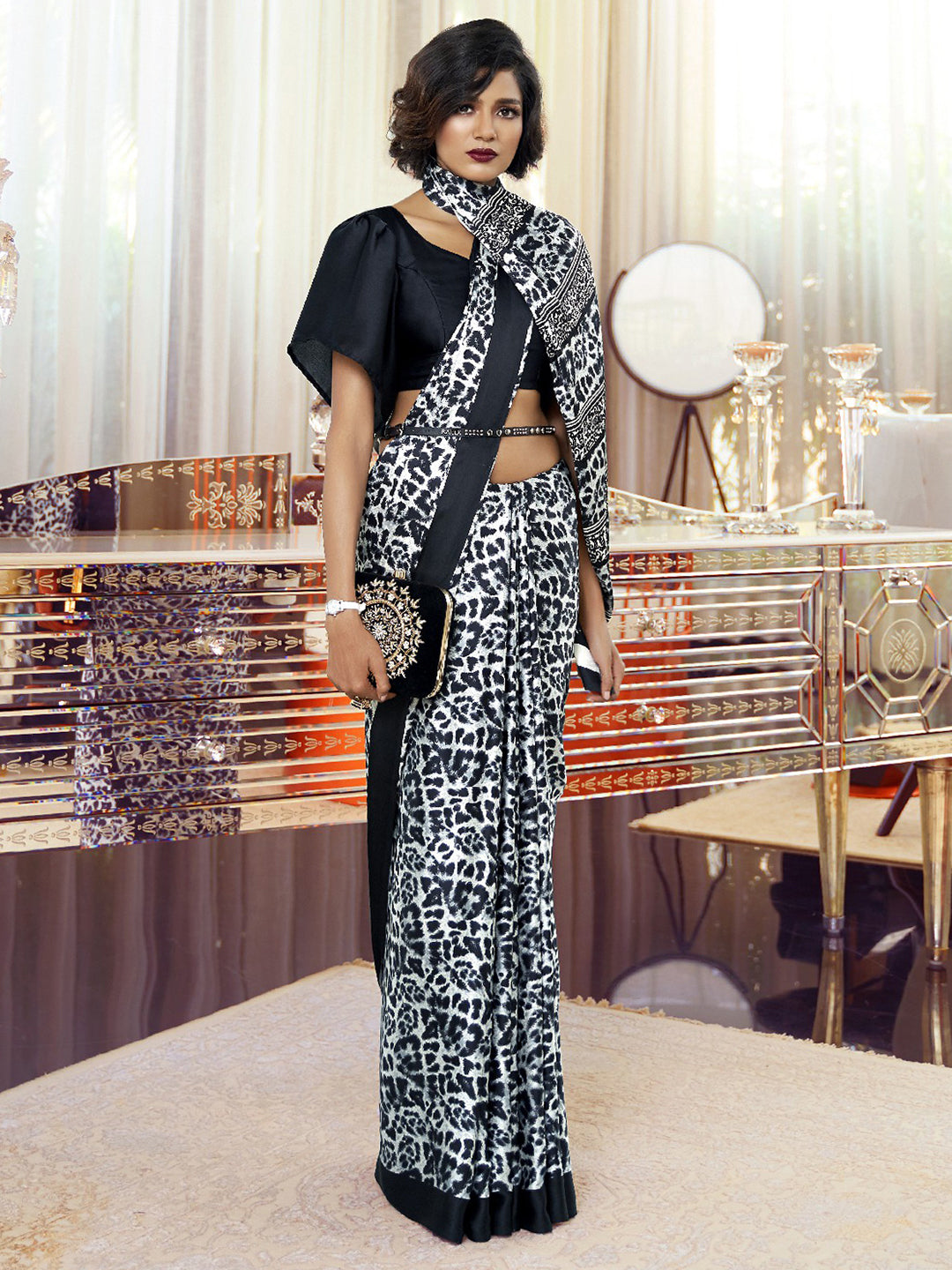 BLACK KAAKSHI SILK SAREE