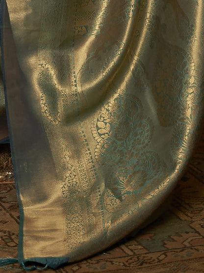 TEAL BLUE KARNAAZ SILK