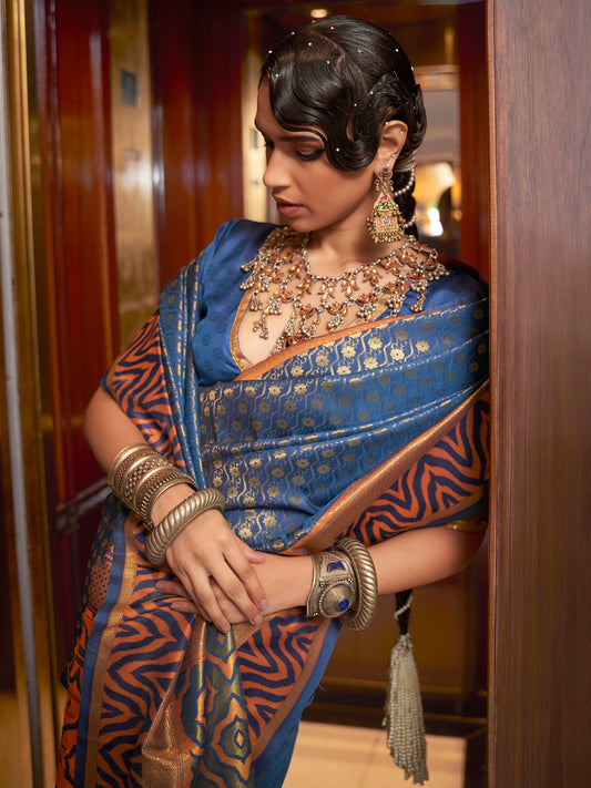 NAVY BLUE KAZAH SILK