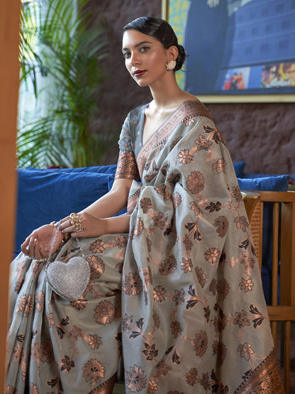 GREY  KADVIKA SILK ORGANZA