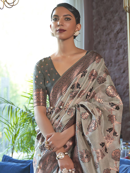 GREY  KADVIKA SILK ORGANZA