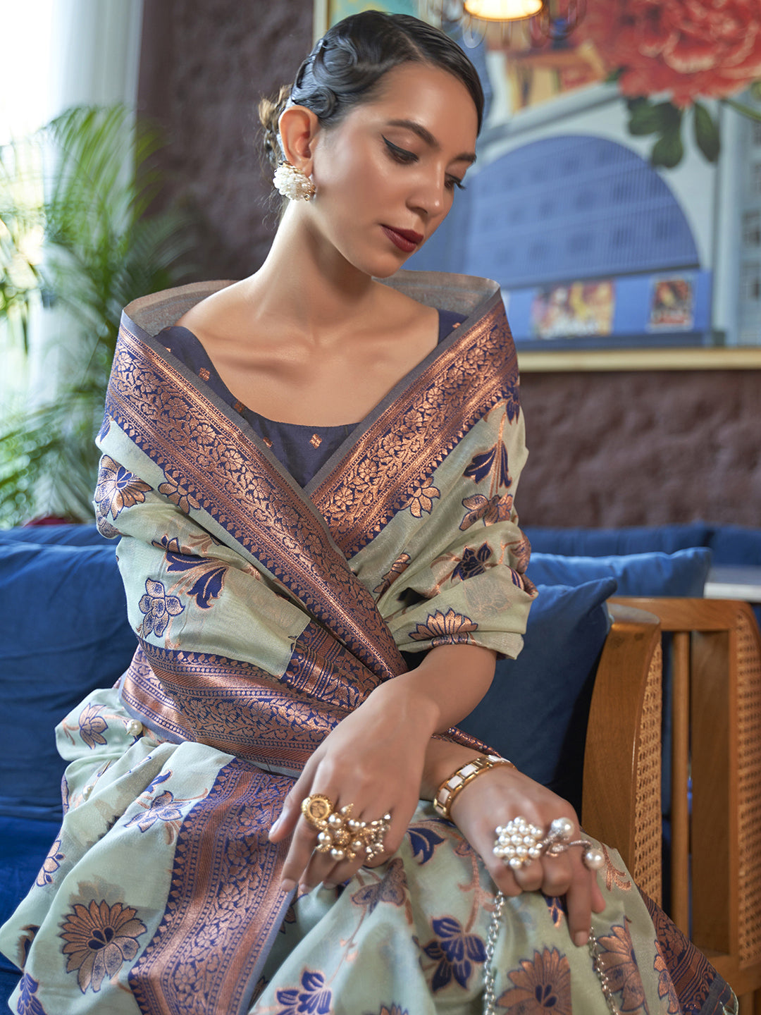 TURQUOISE  KADVIKA SILK ORGANZA