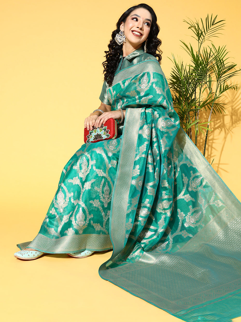 TEAL GREEN KEESHA ORGANZA