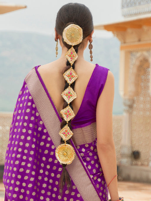 VIOLET KHADI GEROGETTE SAREE