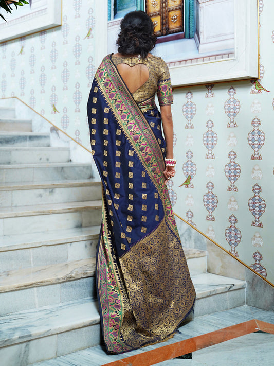 NAVY BLUE KOHINOOR SILK