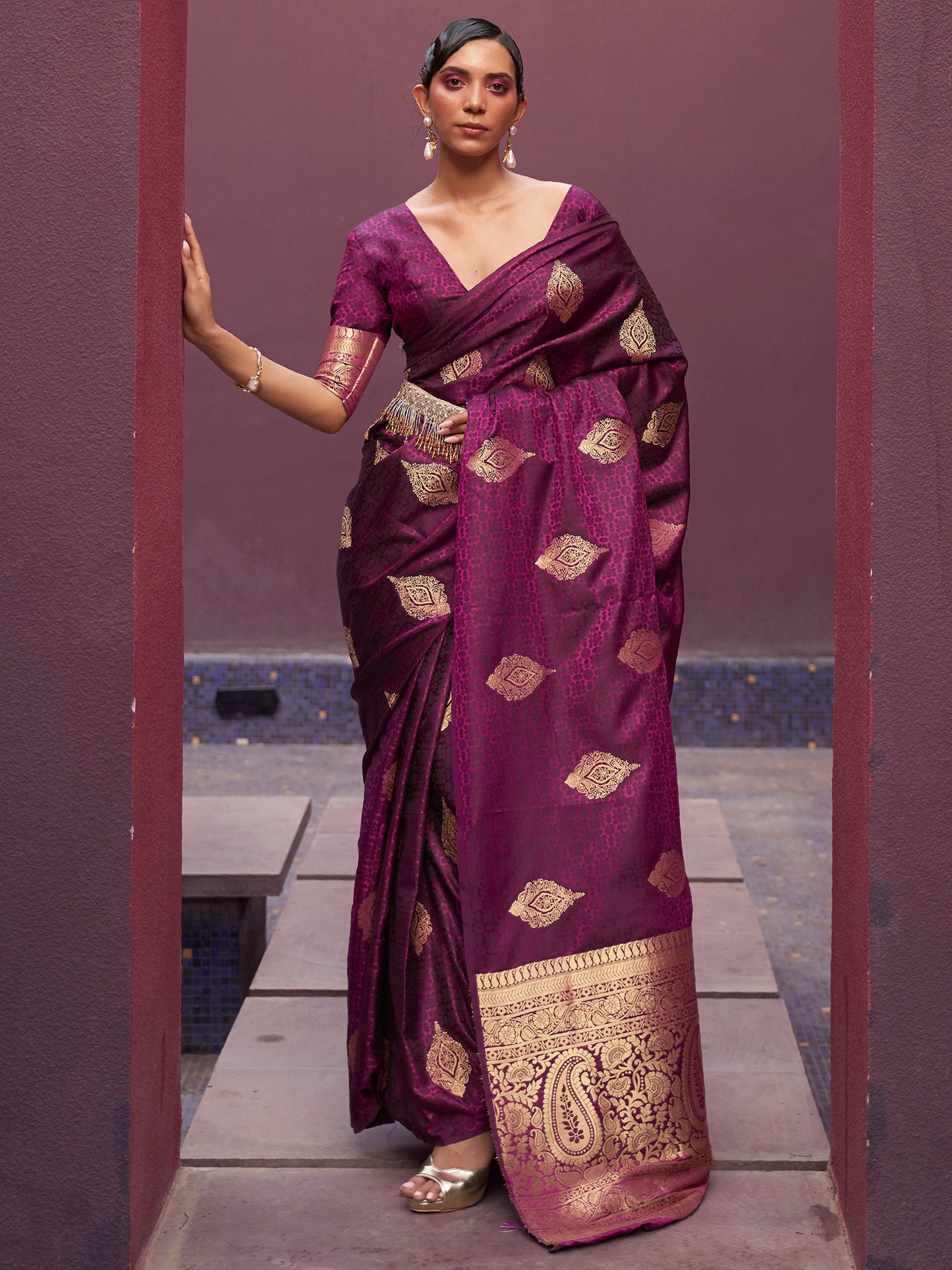 BURGUNDY KHUSHART SILK