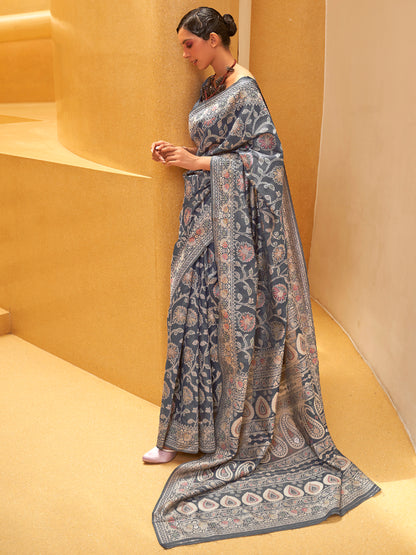 GREY KITASHA  LUCKNOWI SILK