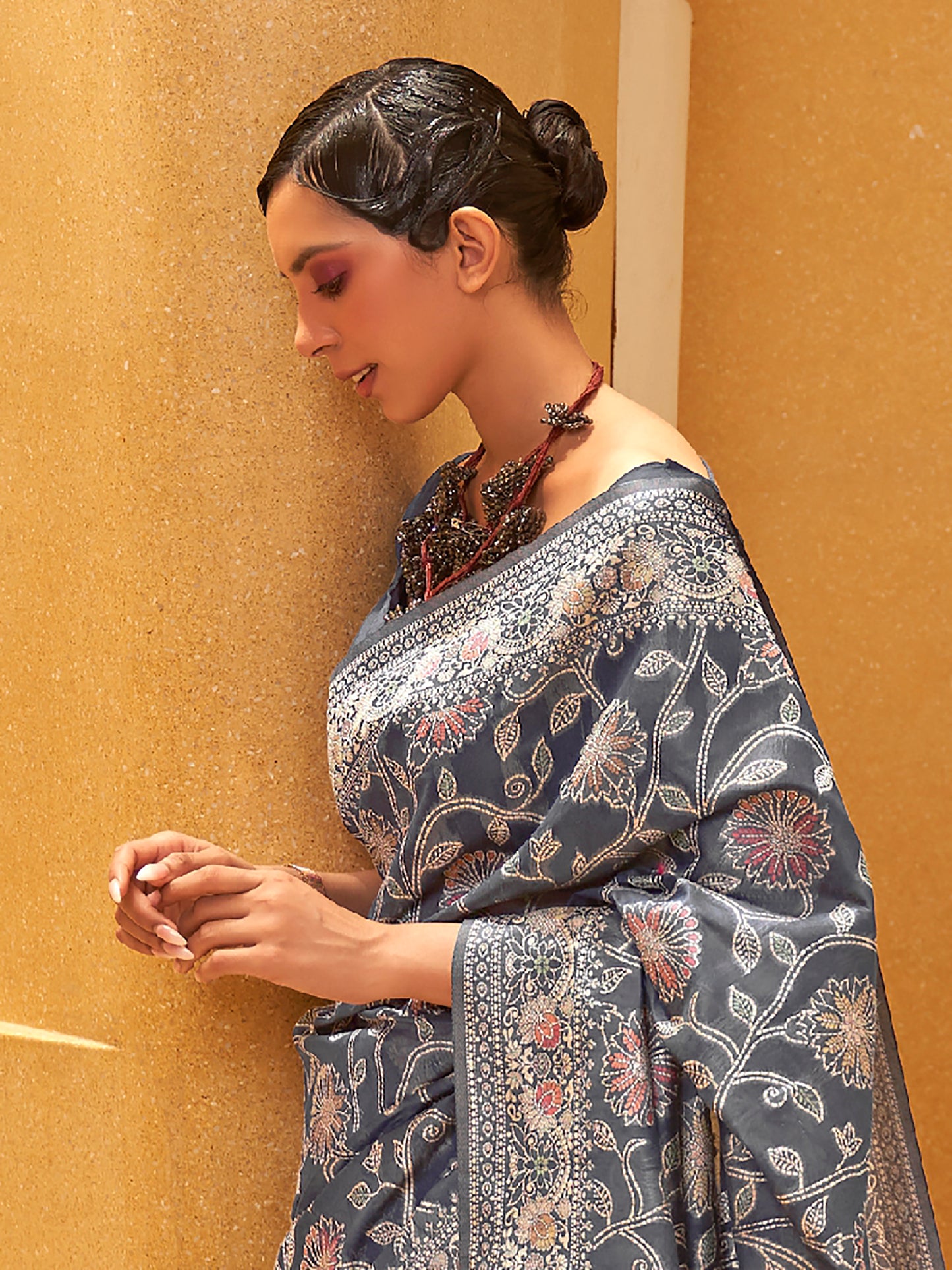 GREY KITASHA  LUCKNOWI SILK