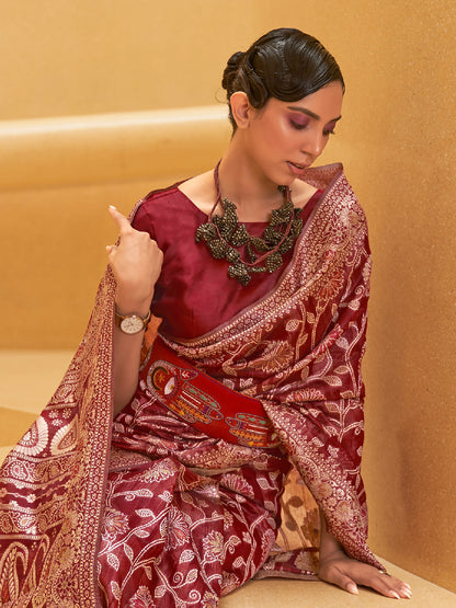 MAROON KITASHA  LUCKNOWI SILK