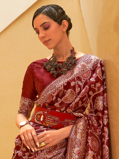 MAROON KITASHA  LUCKNOWI SILK