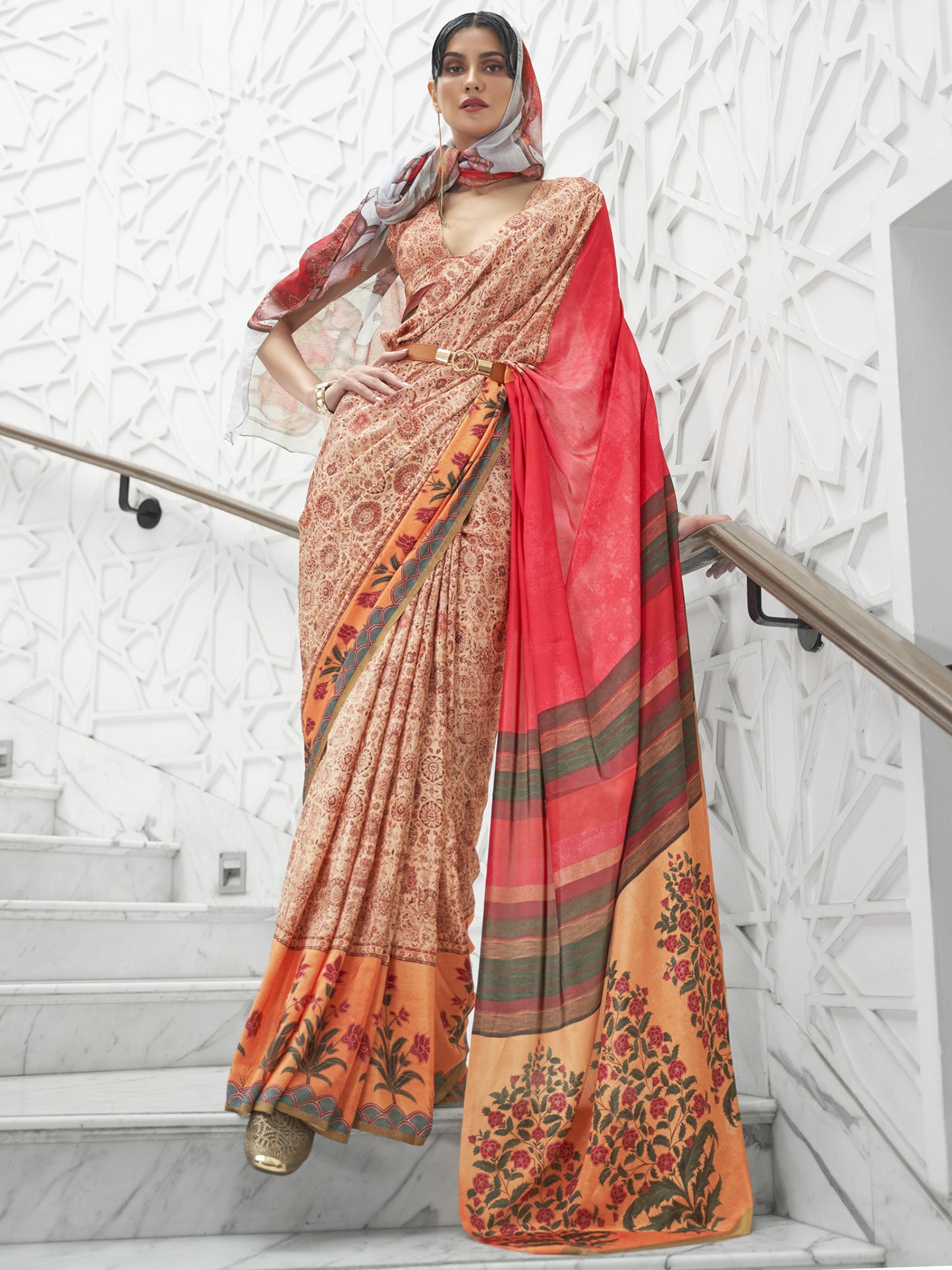 BEIGE KALAMKARI  SAREE