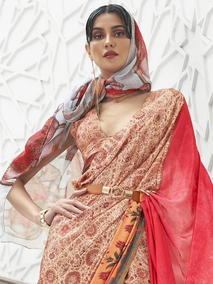 BEIGE KALAMKARI  SAREE