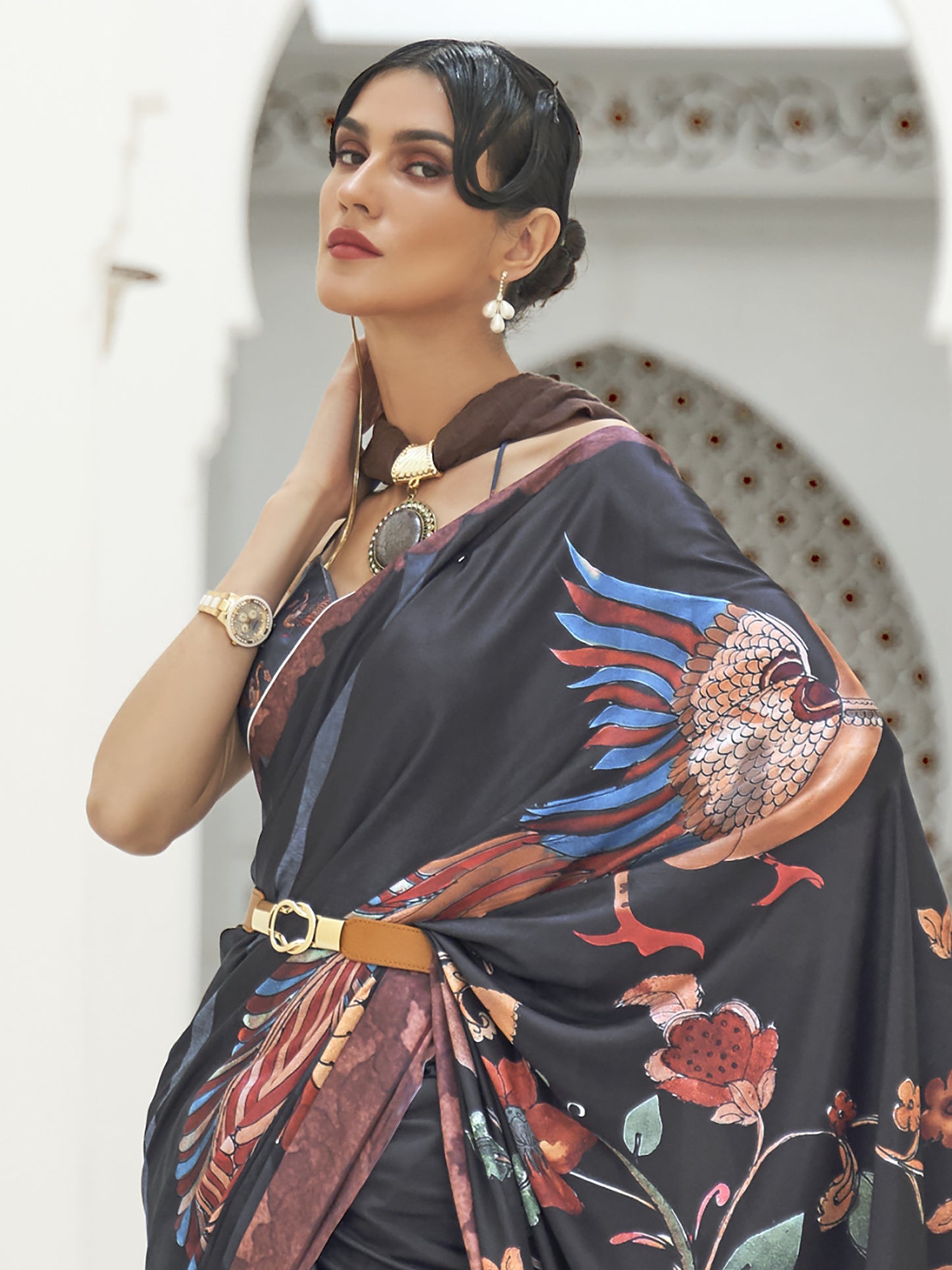 BLACK KALAMKARI  SAREE