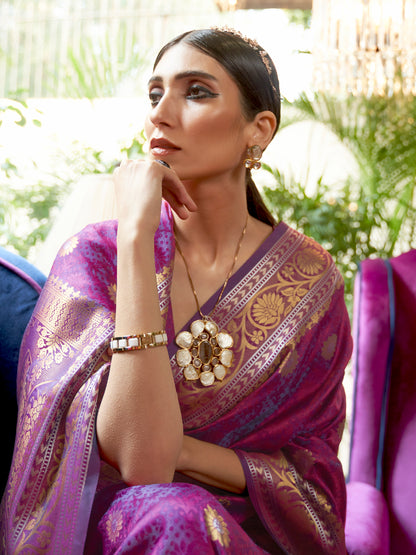 MAGENTA KALLAVI SILK