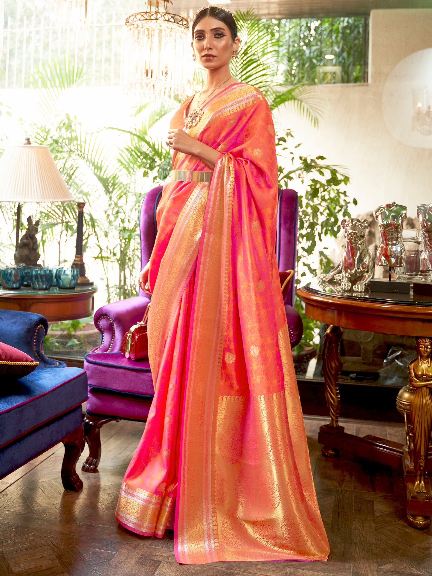 PEACH KALLAVI SILK
