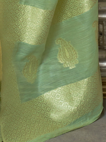 YELLOW KOSKI LINEN SAREE