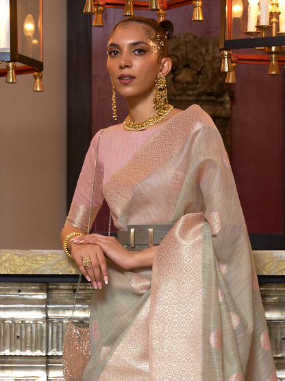 GREY KOSKI LINEN SAREE