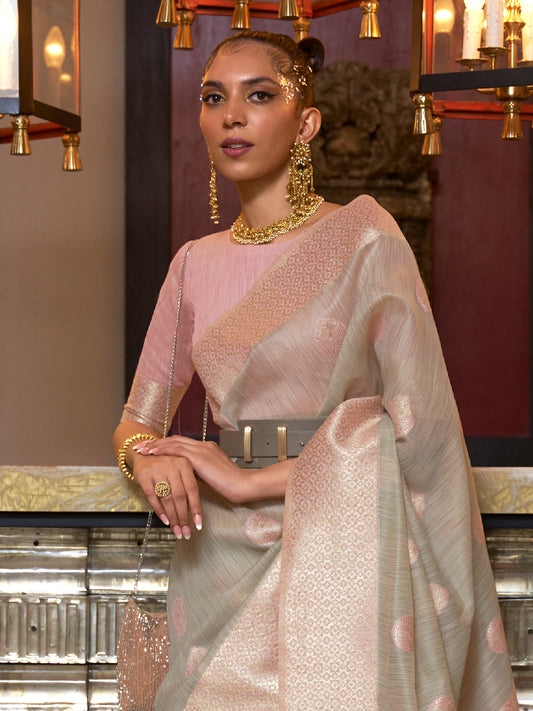 GREY KOSKI LINEN SAREE