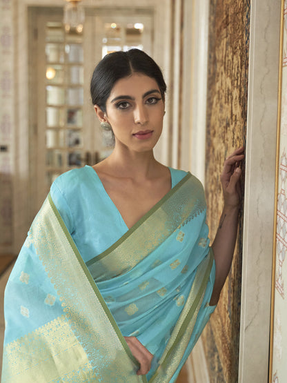 TURQUOISE KARDOZI SILK