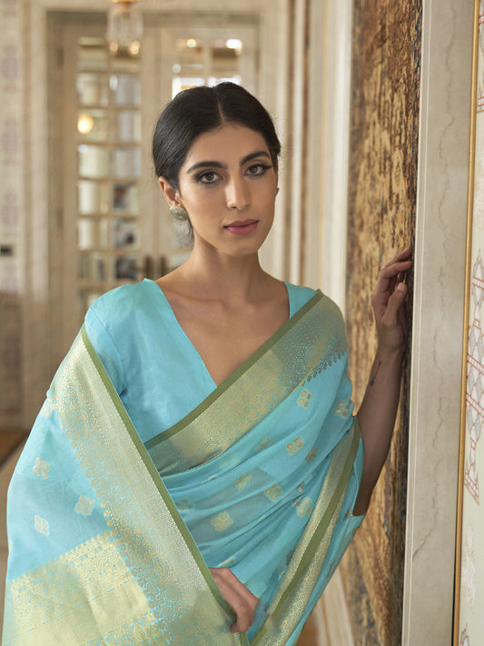 TURQUOISE KARDOZI SILK