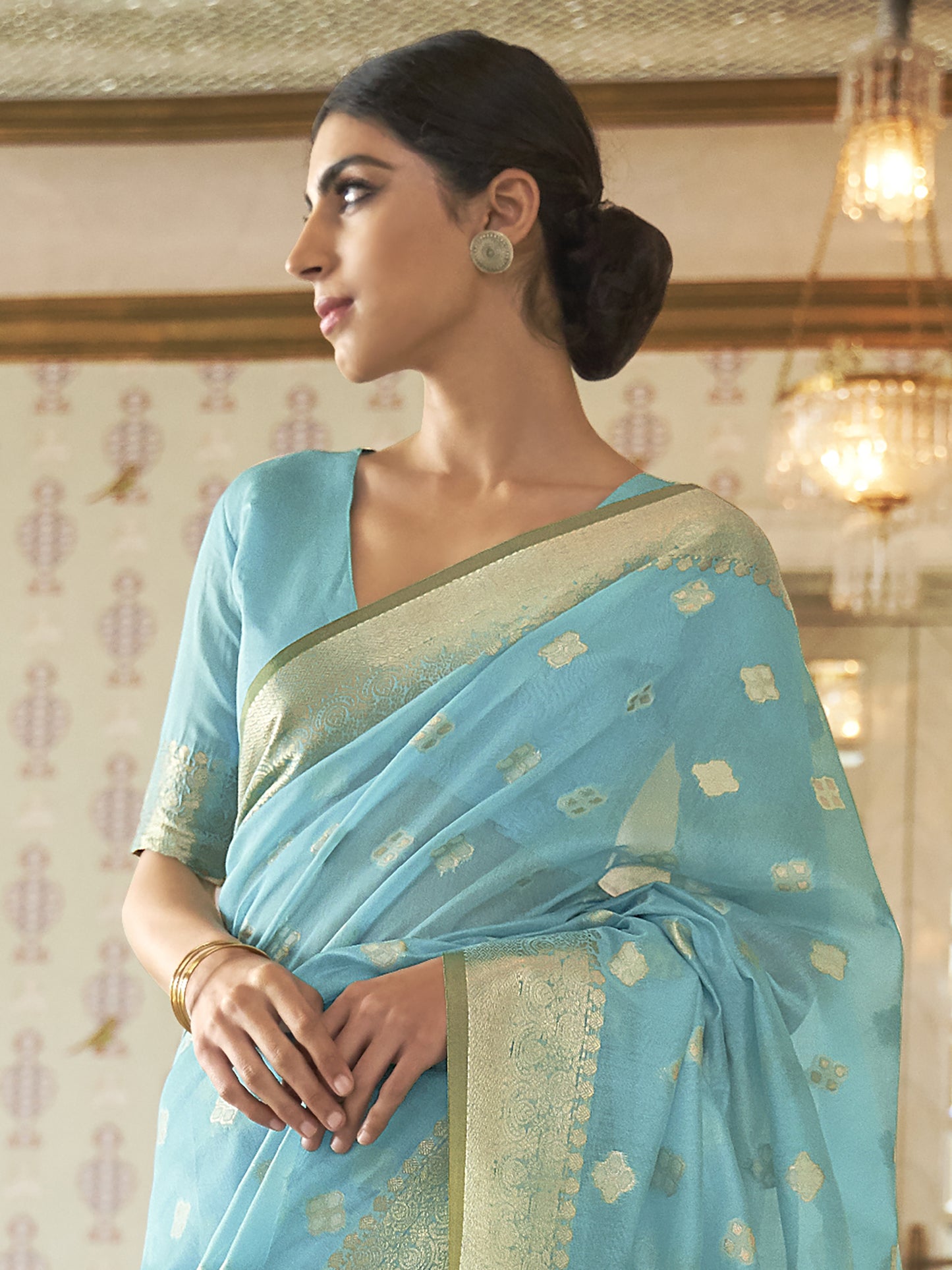 TURQUOISE KARDOZI SILK