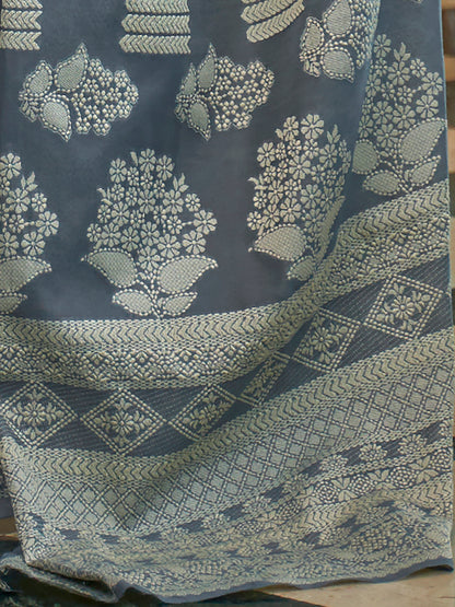 CHARCOAL GREY KARIMA LUCKNOWI COTTON