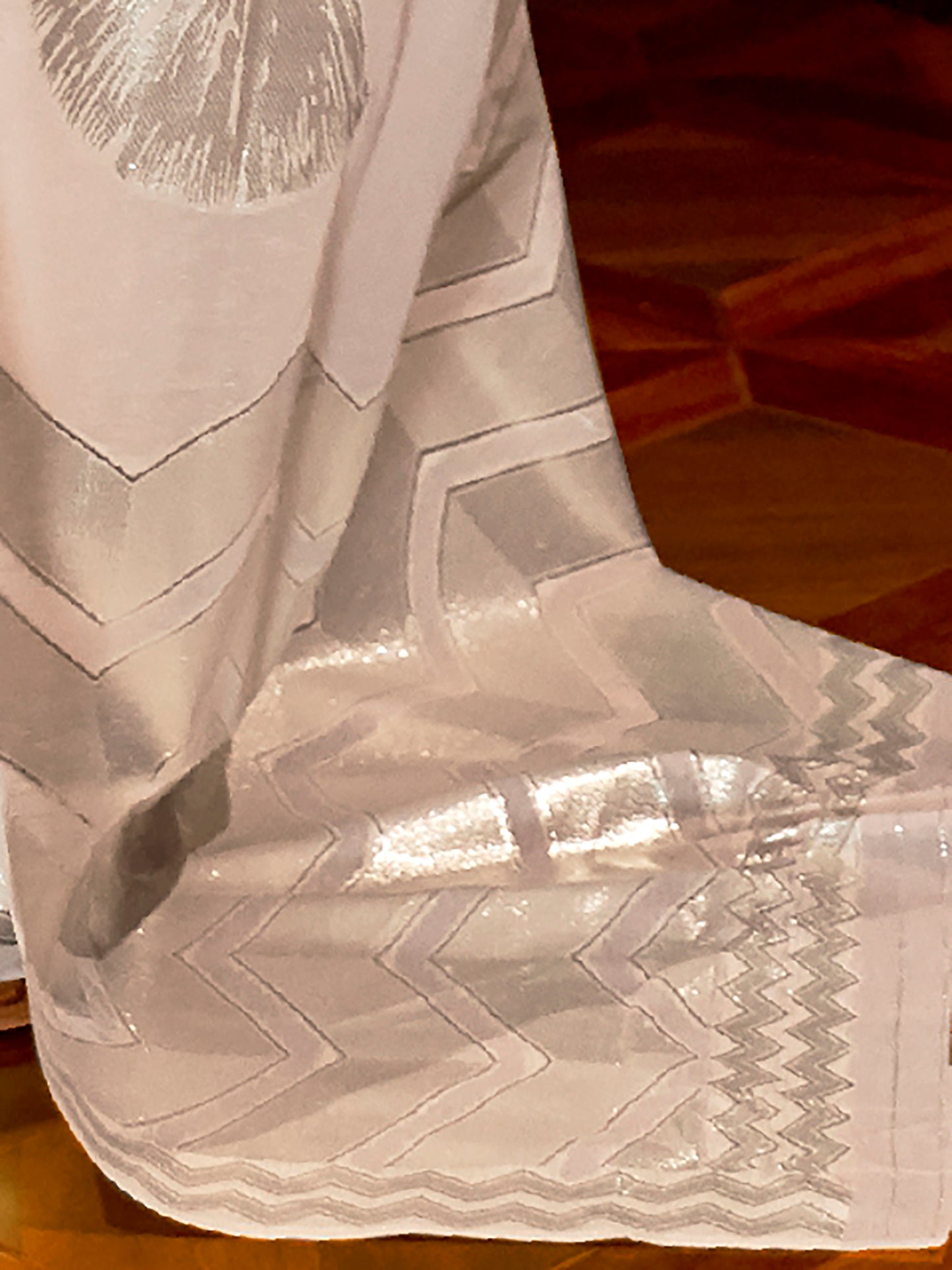 CREAM KROWN SILK  SAREE