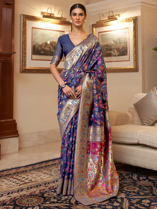 NAVY BLUE KASHIFA SILK