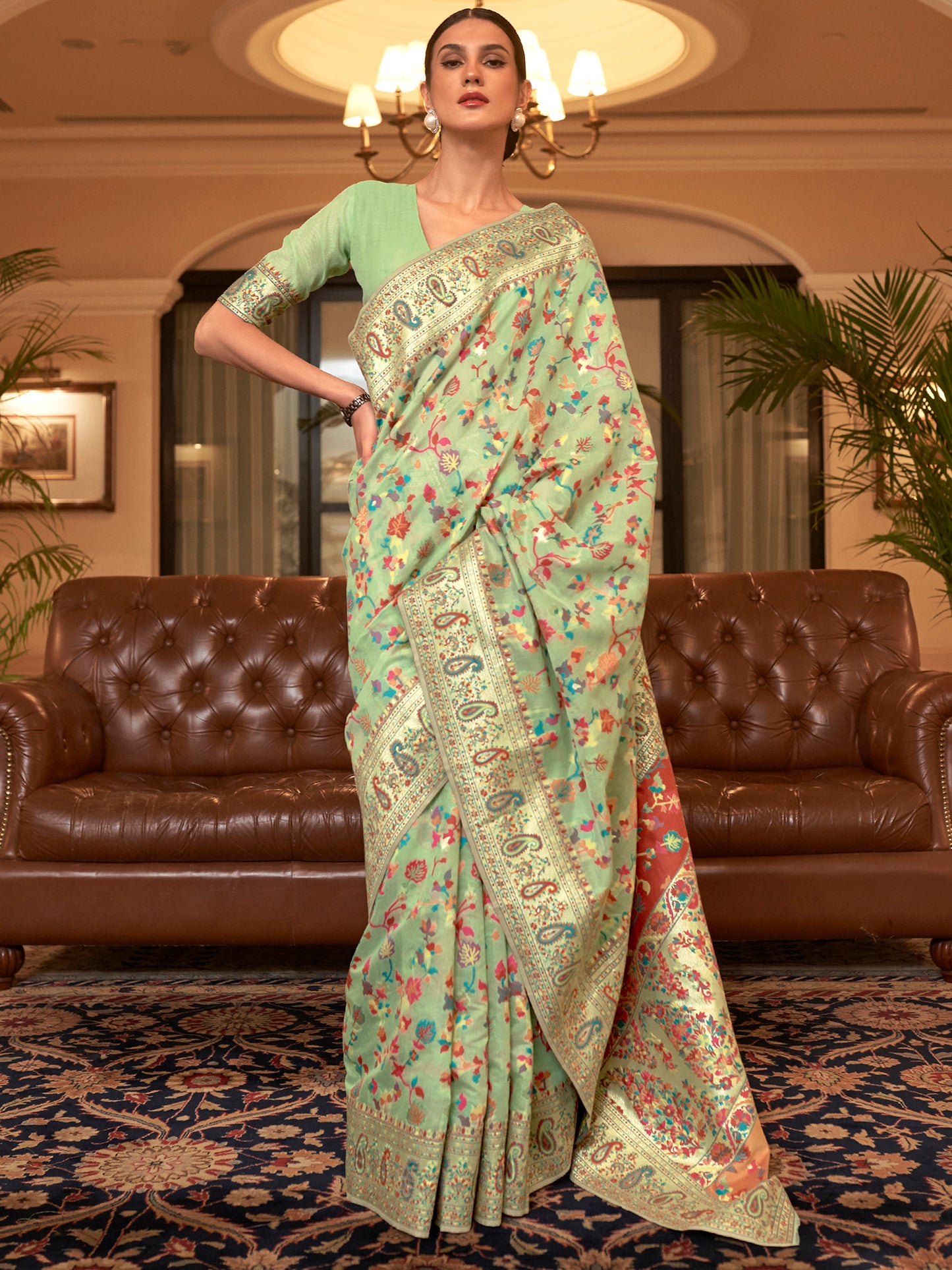 GREEN KASHIFA SILK