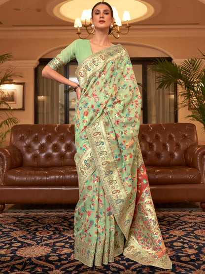 GREEN KASHIFA SILK