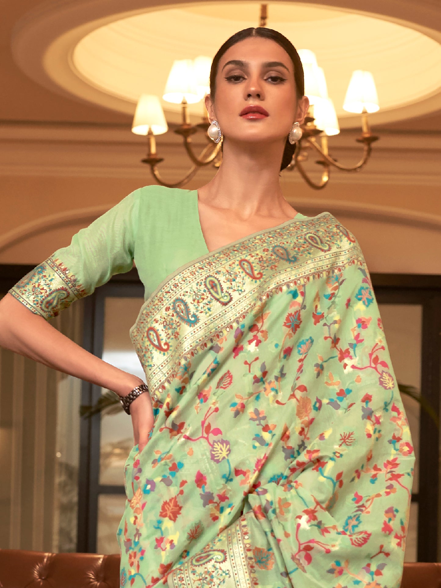 GREEN KASHIFA SILK