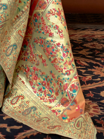 GREEN KASHIFA SILK
