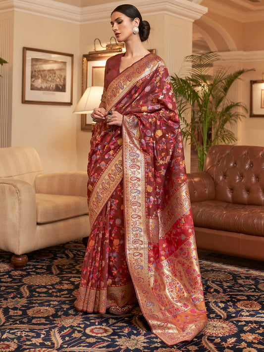 MAROON KASHIFA SILK