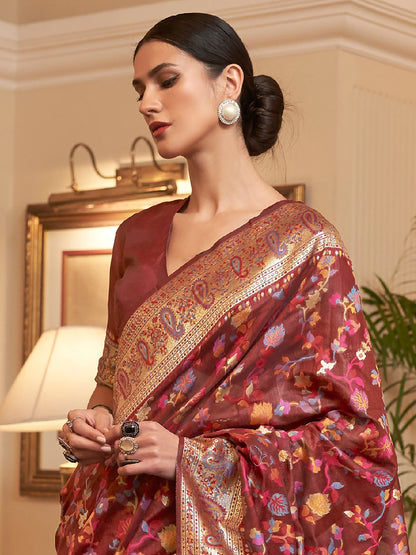 MAROON KASHIFA SILK