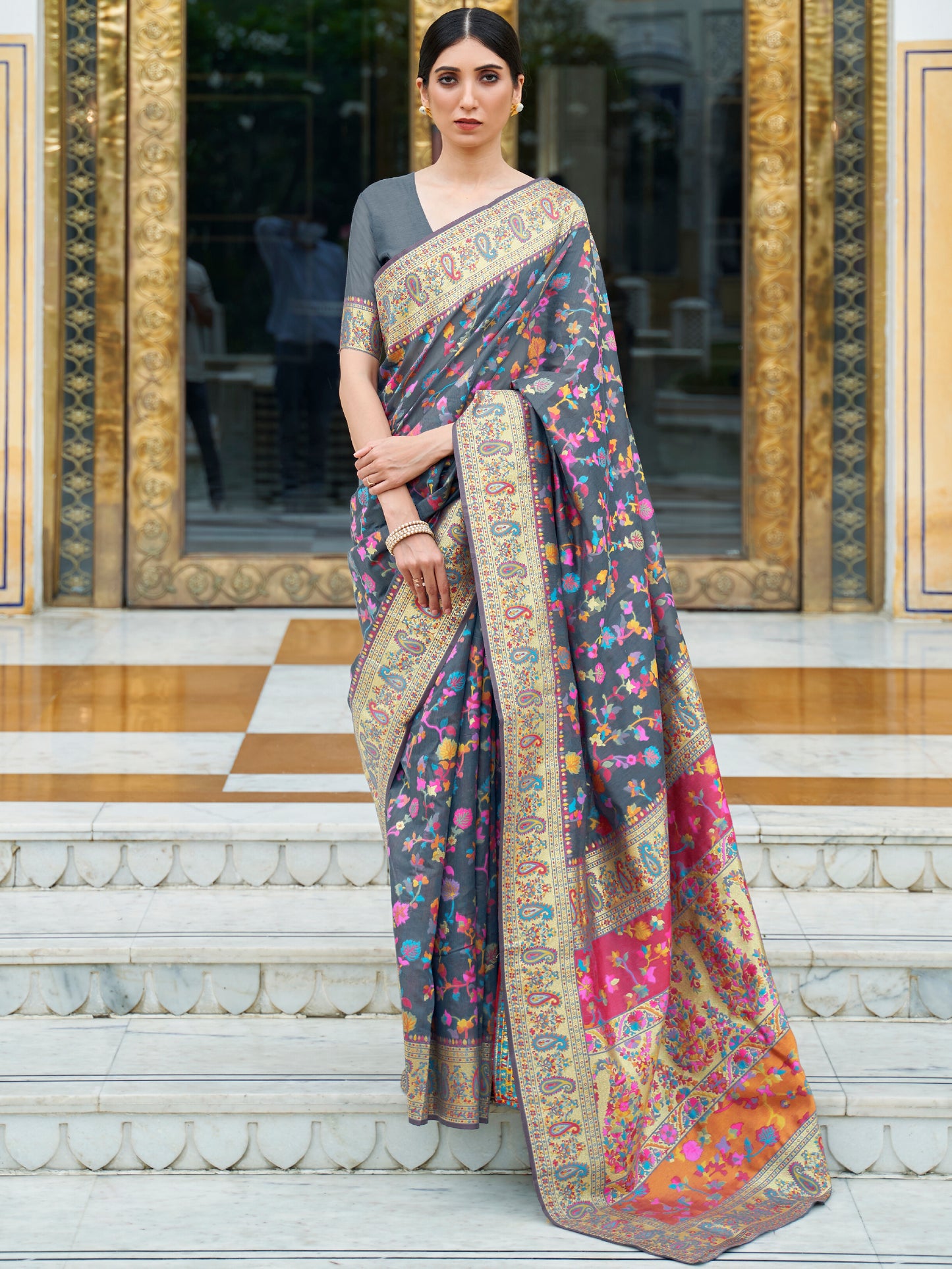 GREY KASHIFA SILK