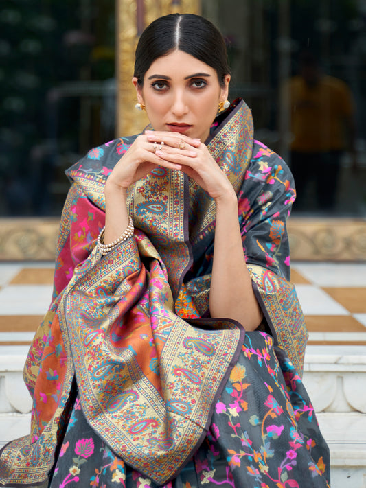 GREY KASHIFA SILK