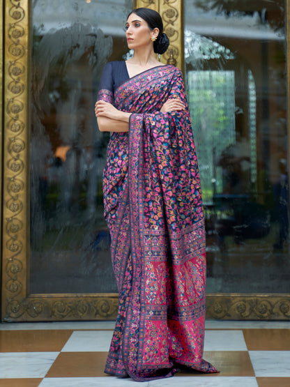 NAVY BLUE KASHIFA SILK