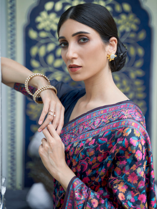 NAVY BLUE KASHIFA SILK